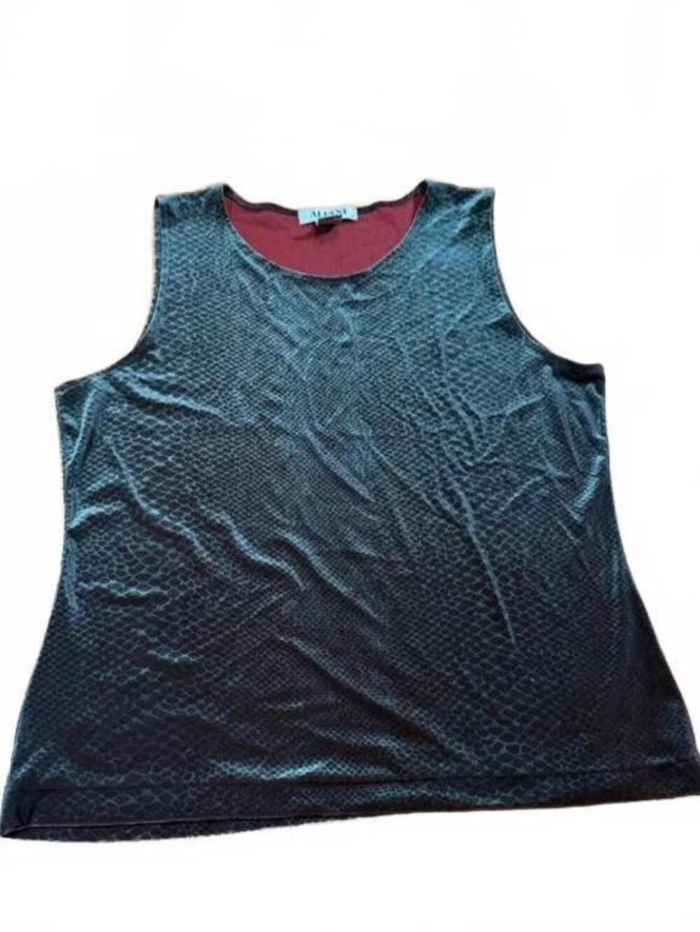 2000s Alfani Gray Snake Print Tank With Red Shimmer Size XL